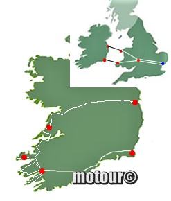 Routekaart motorvakantie Ierland
