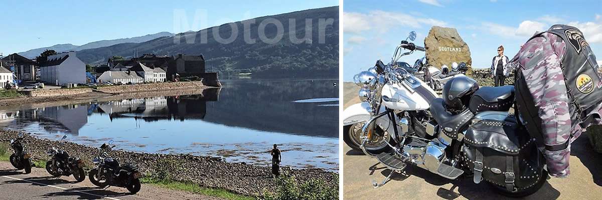 grens Schotland en zicht op inveraray motorreis Schotland