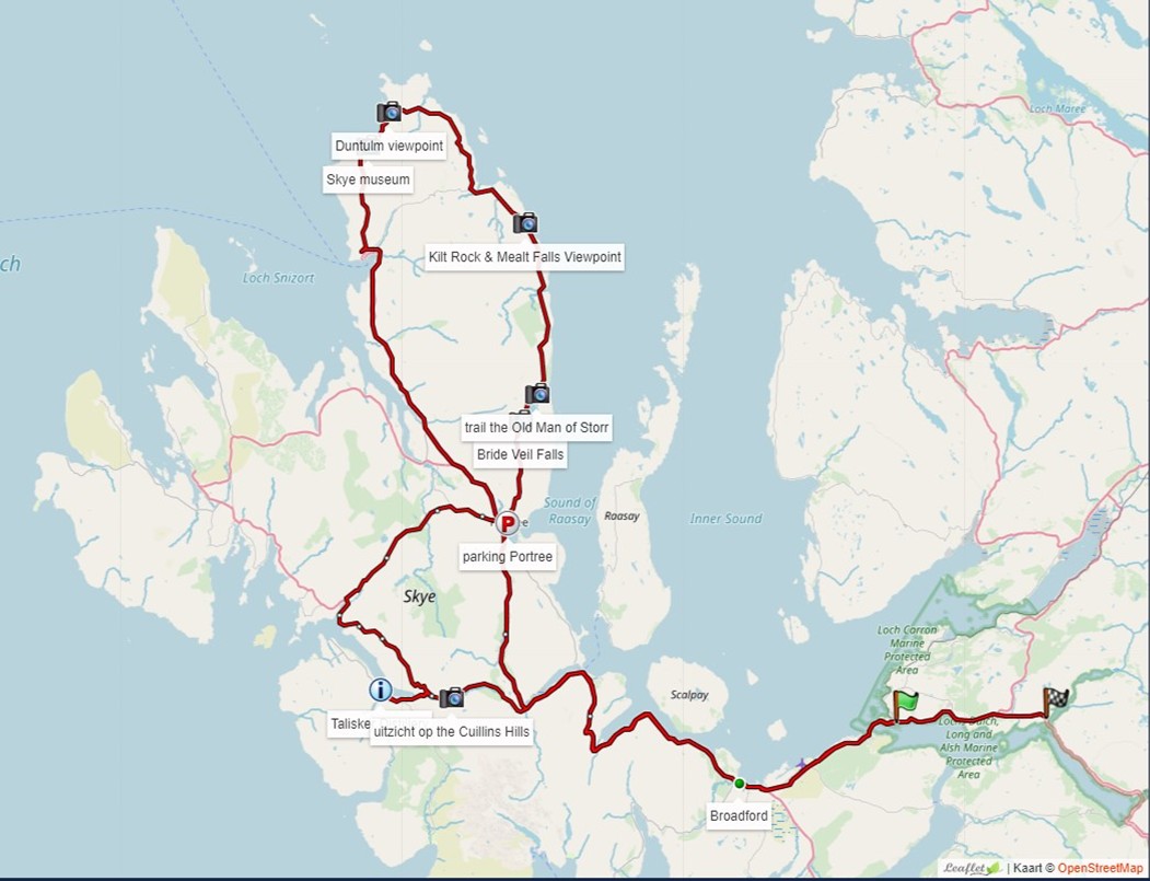 kaart dagtoer skye schotland